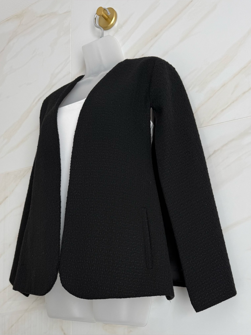 WD.NY Black Open-Front Textured Blazer - Picture 3 of 10